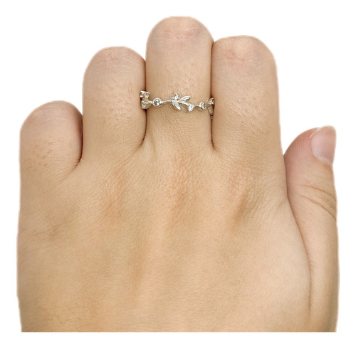 Anillo Laureles Hojas Cristales Plata 925 T:17 Plateado 17