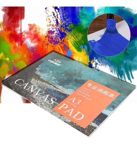 D A3 Canvas Pad Pintura A Óleo Livro De Papel Algodão