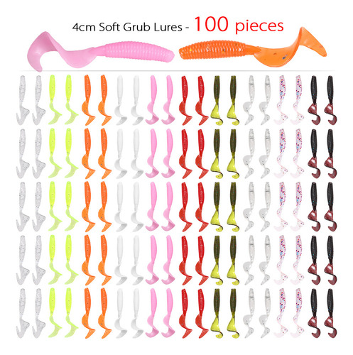 100 Señuelos De Pesca Artificiales Blandos De 4 Cm, For Pes
