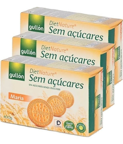 Imagem 1 de 1 de 3x Biscoito Maria Diet Sem Açúcar Gullon 400g