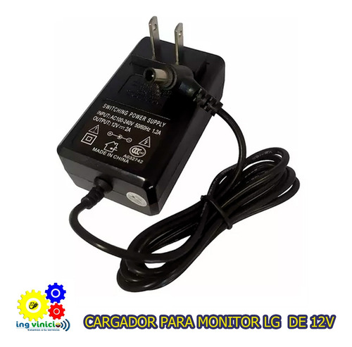 Cargador Monitor Compatible Con LG De 12v 2.0a Punta Negra