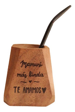Mate Personalizado Geometrico Yuco + Bombilla -mod Hexagonal