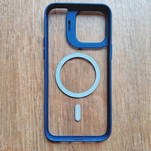 Funda Para Iphone 14 Plus/pro Max Estilo Magsafe Lens Stand Azul