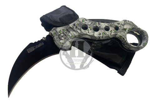 Navaja Tactica Kerambit Skull Columbia 811 Manual Con Funda