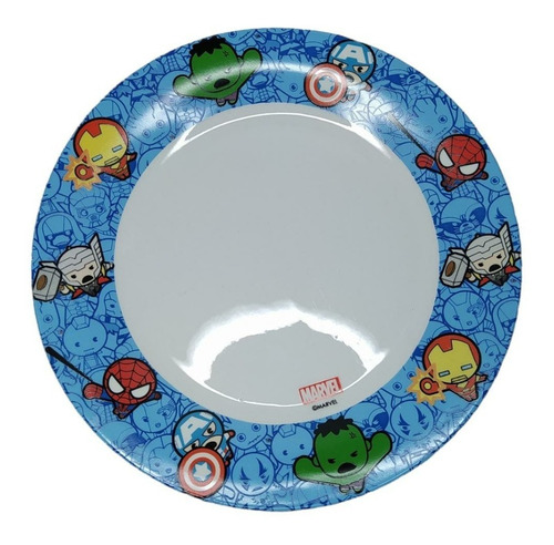 Set De Plato De Ceramica Y Vaso De Vidrio Avengers