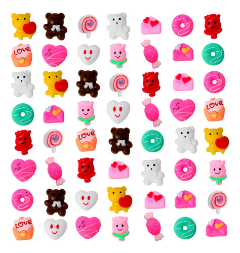 56 Piezas Kawaii De San Valentin Mochi Squishy Juguetes Para