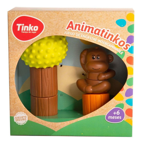 Juego De Encastre Mono Con Árbol Didáctico Goma Tinko 8104