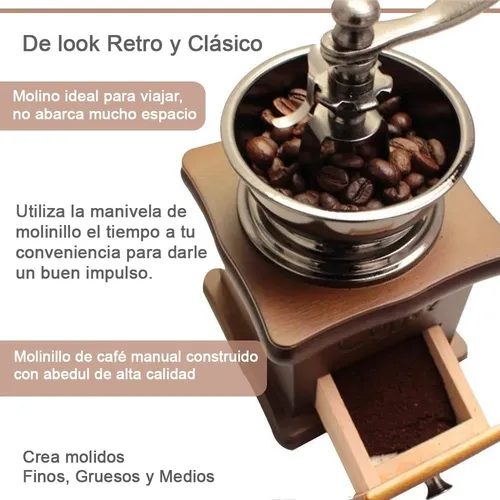 Molino De Café Manual Portátil De Madera Vintage - Marrón