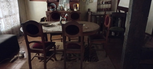 Juego De Mesa Comedor De Cedro Con Sillas Antiguo Marrón Oscuro Liso (Usado)