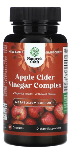 Natures Craft Vinagre De Manzana Complex 60 Caps Sabor Sin Sabor