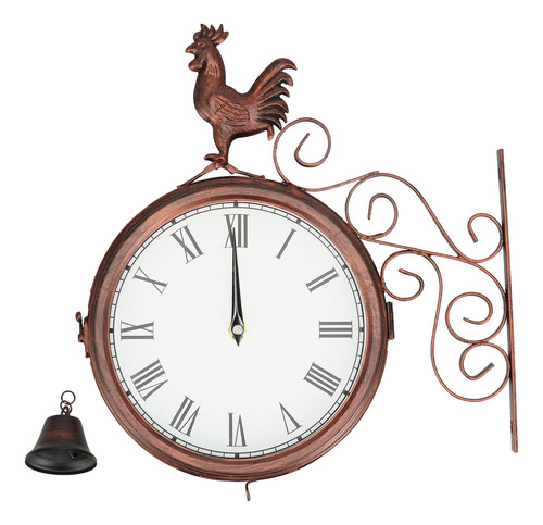 Reloj De Pared De Hierro Forjado Con Forma De Gallo De Doble