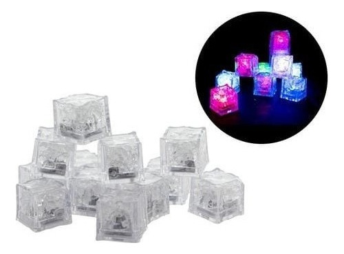 12 Cubitos De Hielo Luz Led Brillantes Para Fiesta