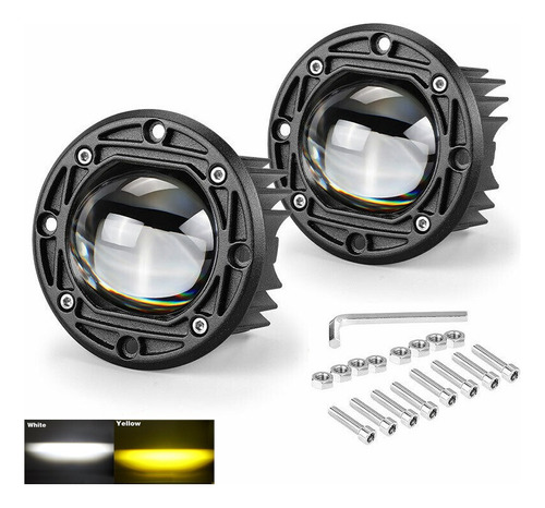 Par Faros Led 3'' Doble Color Emportrables Lupa Redonda