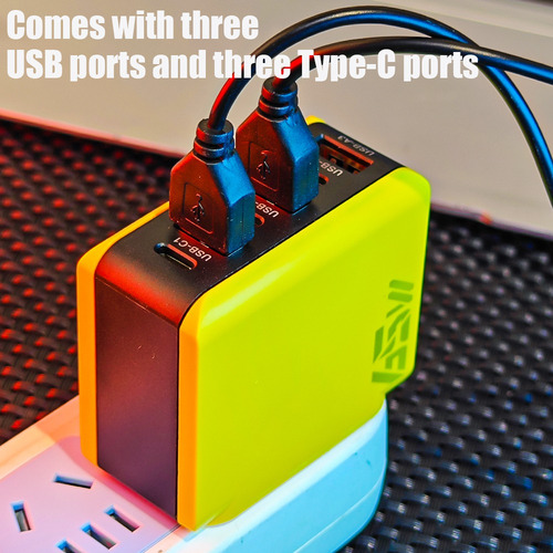 Cargador Pd Usb Tipo C De 120 W Y 6 Puertos Cargador De Carg