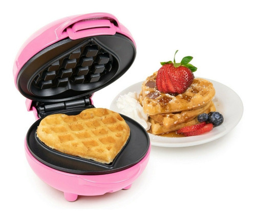 Mini Maquina De Waffle Rosa Formato Coração Nostalgia Mymini