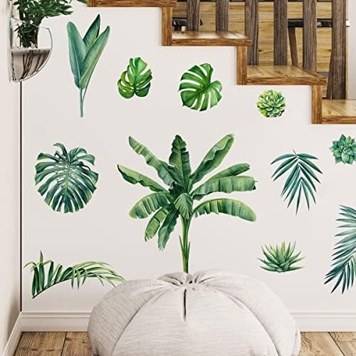 Mefoss Pegatinas De Pared Con Hojas De Palmera Verdes De Acu