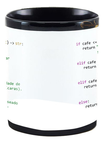 Caneca Profissão Programador Python Codigo Toda Preta Xicara