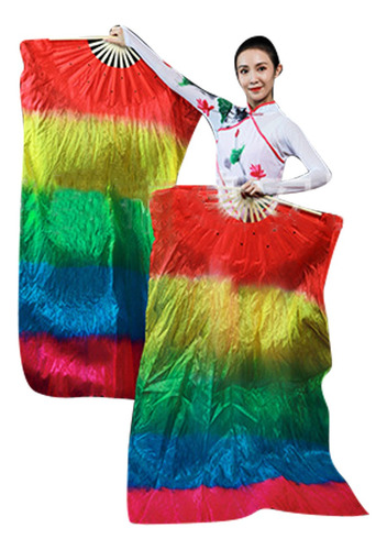 2 Abanico De Seda De BambĂș Multicolor Degradado, 1,5 M