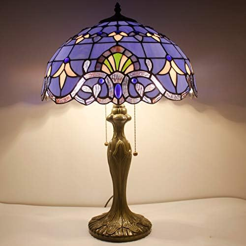 Werfactory Tiffany Lámpara De Mesa Barroca De Cristal Azul