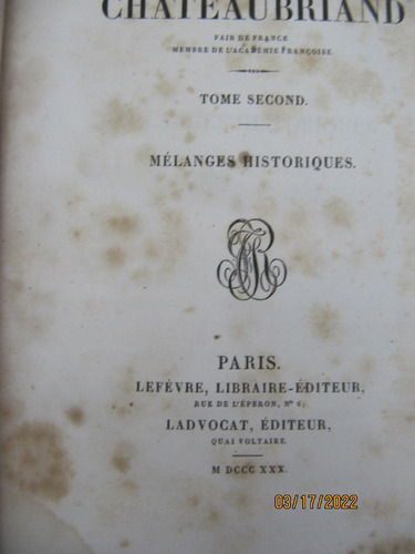 Oeuvres Completes Viconte Chateaubriand 1831 Ver Descripcion (Usado)