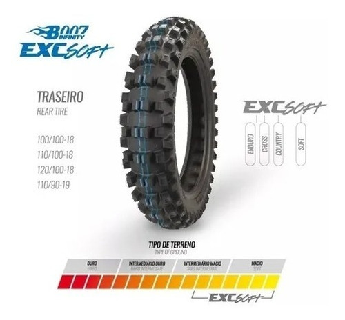 Pneu Borilli 100/100-18 Infinity Exc Soft B007 Traseiro