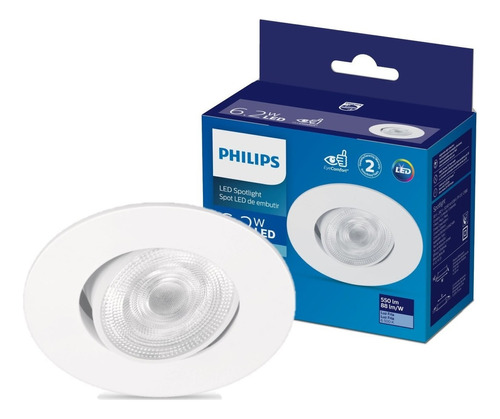 Ampolleta Led Philips Con Spot Para Embutir 6.2w Luz Fria
