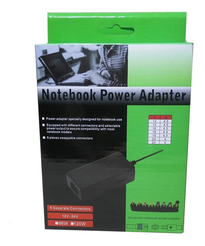 Imagen 1 de 2 de Cargador Fuente Universal Para Notebook Con 8 Conectores