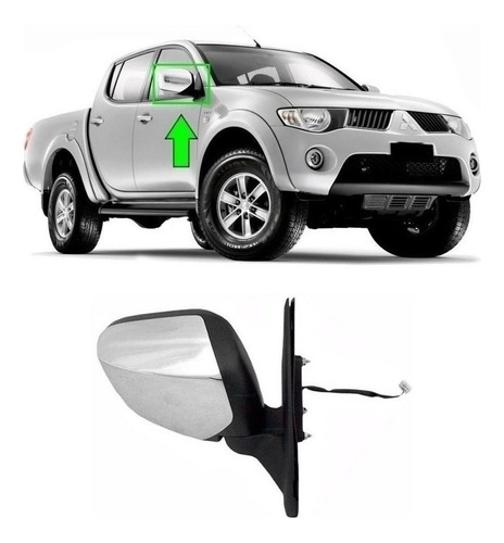 Espejo Der Mitsubishi L200 Triton 2008/2015 Elect/ Cromado