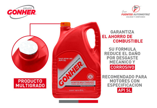 Kit Caja 4 Aceite Multigrado 20w50 Mineral Gonher Api Sl 5l