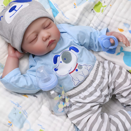 Muñeca Bebé Reborn De Silicona Y Algodón Niño Bebé 55cm Doll