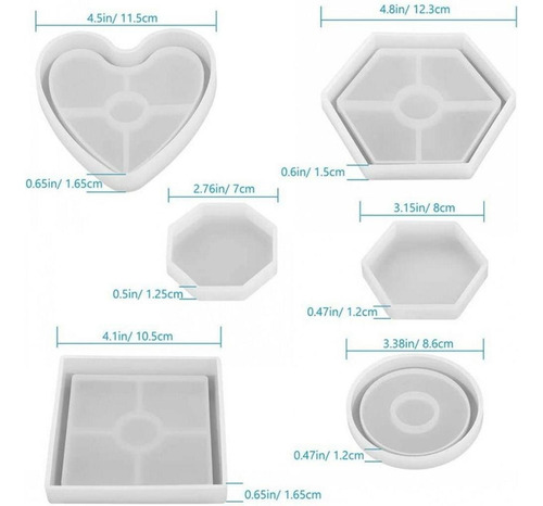 Molde De Silicona Para Posavasos De Resina Epóxica, 6 Pzs.