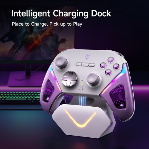 Easysmx D10 Control De Juegos Bluetooth Gamepad Gamer Para Switch PC Android Celular,Mando Inalámbrico RGB con Base de Carga Joystick TMR,Botones Mecánicos Completos,Bateria de 1000mAh