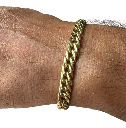 Pulseira Nil Elo Duplo Ouro 18k 750 21 Cm 8 Mm