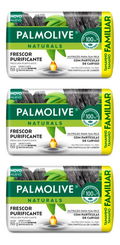Jabón Tocador Palmolive Carbon Activado X 150g Pack X3u