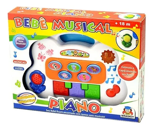 Teclado Musical Infantil com Bateria, Luzes e Som de Animais