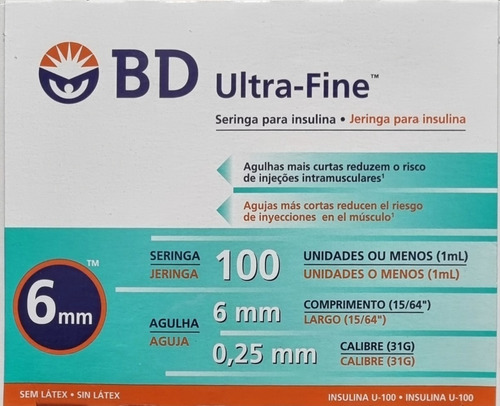 Imagen 1 de 1 de Jeringas Bd Ultra-fine 1 Ml X 6mm Calibre 31g X 100