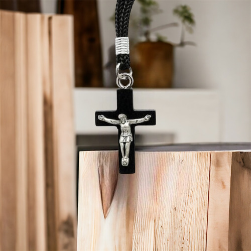 Colar Cordão Masculino Cruz Crucifixo Com Cristo