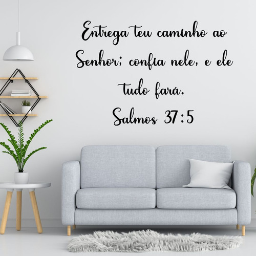 Letreiro Decorativo Versículo Salmos 37:5 Mdf Preto
