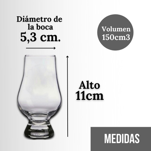 Imagen 2 de 10 de Copa Cata De Whisky Estilo Glencairn De Cristal 150ml.