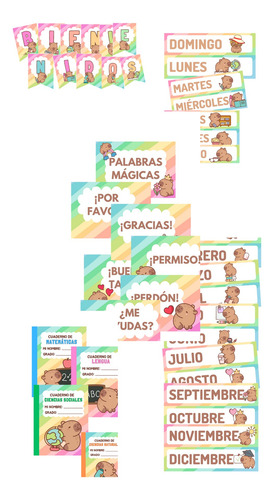 Kit Imprimible Decoración Aula Capibara