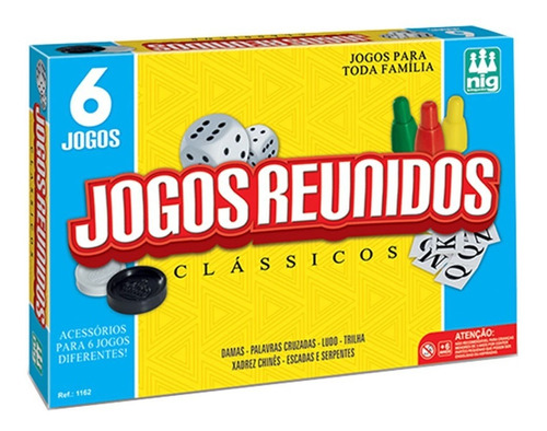 Kit 06 Jogos Clássicos De Tabuleiro - Nig Brinquedos