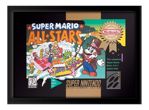 Quadro Capa Super Mario All Stars Players Choice Snes A3