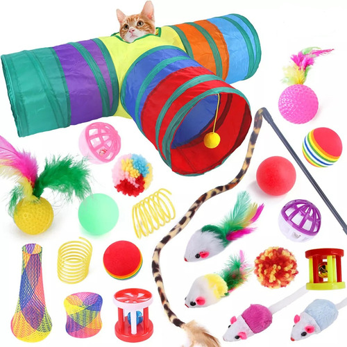 22 Peças De Brinquedos Para Gatos De Estimação Túnel Para