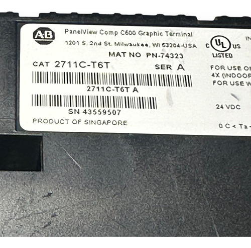 Panelview C600 Allen Bradley 2711c-t6t Error Fatal,no Sirve (Usado)