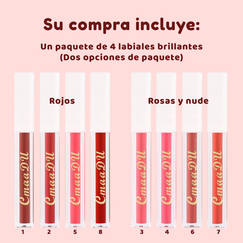 Set Labial Gloss Alta Pigmentación Colores Larga Duración