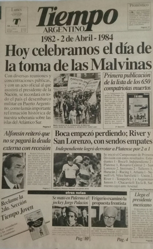 Tiempo Argentino 2/4/84 A 2 Años Guerra Malvinas,sin Suple D