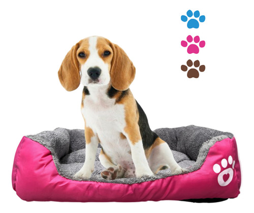 Cama Para Mascotas Talla Mediana - Estampado Huella Color Rosa