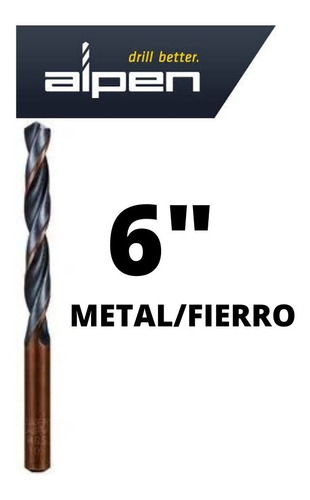 Broca Para Metal / Fierro Alpen 6mm  Largo 93mm