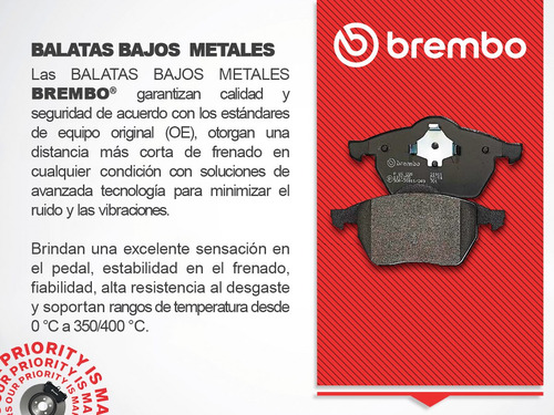 Balatas Bajos Metales Del + Tras Mini Cooper 02 Al 08 Brembo