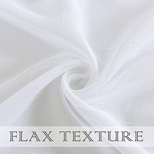 Conjunto De 2 Paneles De Cortina De Lino Blanco Transparente